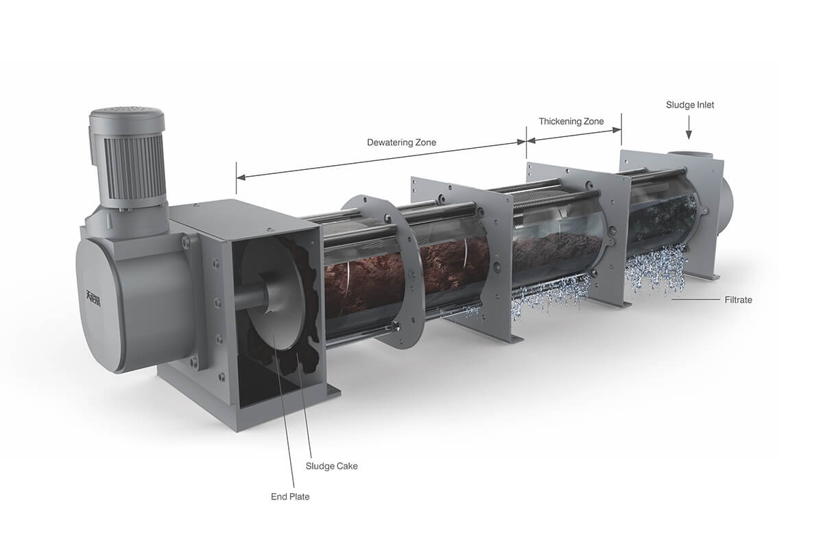 Screw sludge press structure